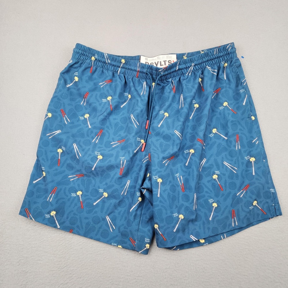RSVLTS Swim Shorts Mens Large Blue Let Me See That Tong Trunks Quick Dry Swim